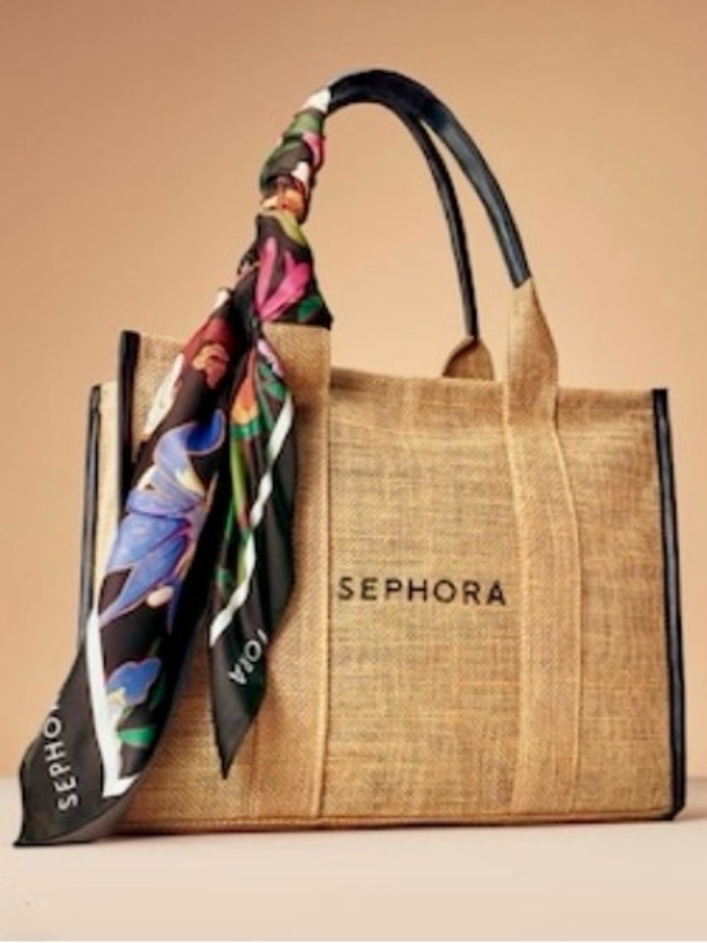 BNIB Sephora Jute Tote & Floral Scarf